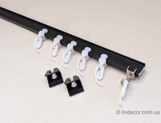 Т-Профіль LUX посилений з пластиковим бігунком Чорний (укомплектований)