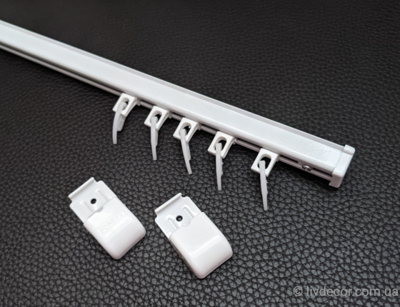 Карниз KS-1 (1-ряд) з кронштейном "SMART" алюмінієвий (укомплектований)