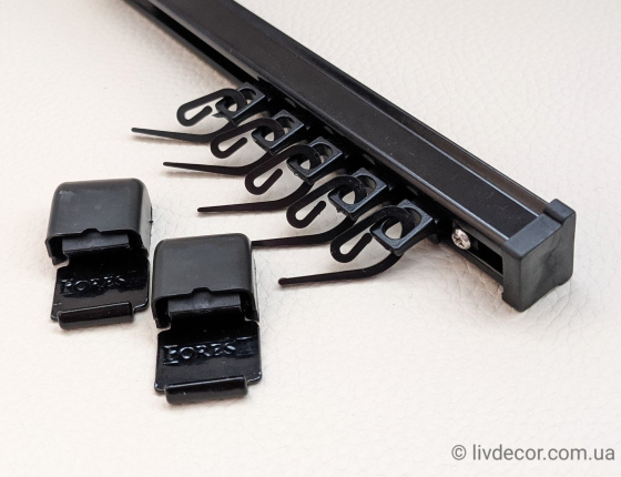 Карниз KS-1 чорний (1-ряд) з кронштейном "SMART" алюмінієвий (укомплектований)