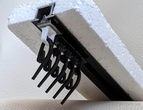 Карниз KS-1 Прихованого монтажу чорний (1-ряд) алюмінієвий (укомплектований)